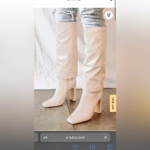 White fold over boots